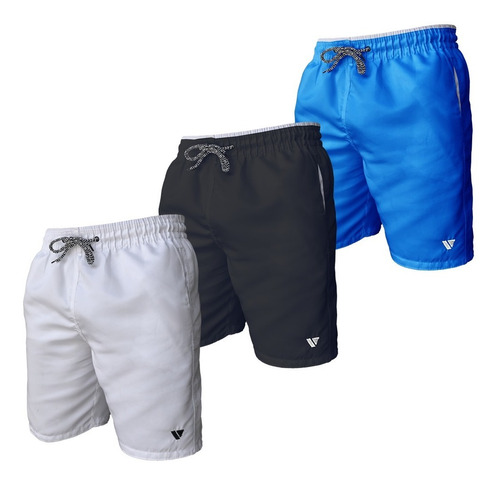 Kit 3 Shorts Praia Masculino Bermudas Verão Academia Treino 