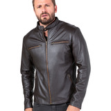 Jaqueta De Couro Legítimo Café Racer Motoqueiro Masculina