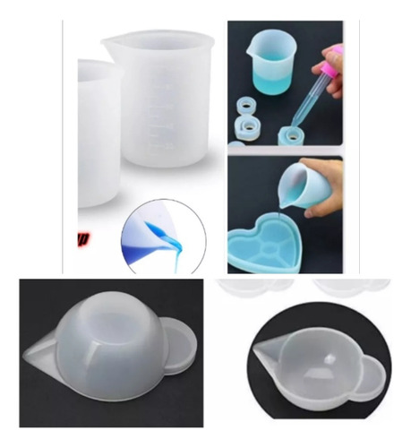 Jarrito Vasito Vaso Medidor + 3 Cups Silicona Para Resina