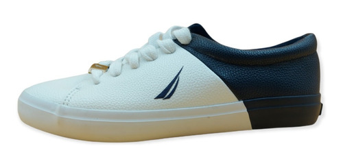 Tenis Náutica Original Para Dama Color Blanco Con Logo Azul