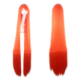 Peluca 150 Cm Naranja Cabello Liso Con Flequillo