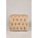 Puff Beige Capitone Cubo Uso De Sillon - Mesa Ratona 