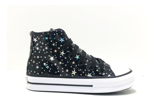 Zapatilla Botita Estrellas Brillo Cordones Fw 714