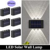 Lámpara Solar De Pared Arbotante, 6 Luces Led, Exterior Cáli