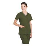 Uniforme Quirugico Dama Spandex Antifluidos Verde Militar