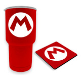 Vaso Mario Bros Logo Tipo Yeti Termo Taza Portavasos