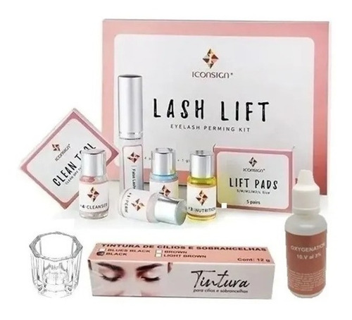 Kit Lash Lifting Com Tintura E Oxidante Permanente De Cílios