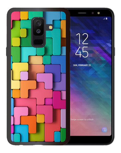 Funda Galaxy A6 Plus 2018 Tetris De Colores Tpu/pm Uso Rudo