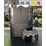  Playstation 3 Super Slim 250gb Preto/01 Controle Ps3 Sem Fio.