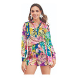 Romper Mujer Estampado Con Camisa Envolvente 901-12