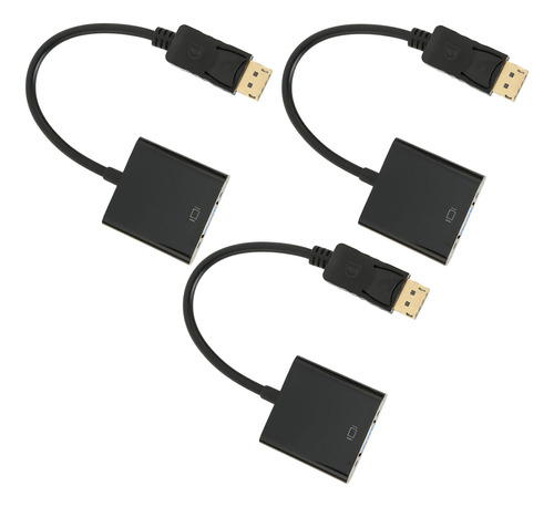 Adaptador Dp A Vga De 3 Piezas, 1920x1080, Fhd, 60 Hz, Chapa