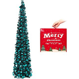 Arbol De Oropel Estilo Pavo Real Azul Navidad Tamaño 5 Pies