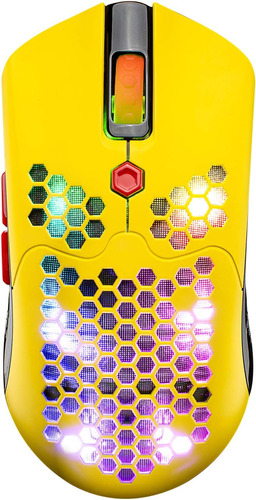 Mouse Gamer Pixart Honeycomb Rgb Light Amarillo