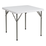 Mesa Plegable Flash Furniture De Plastico Blanco Granito Cua