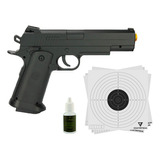 Pistola Airsoft Full Metal 1911 + 100 Alvos + Óleo Silicone