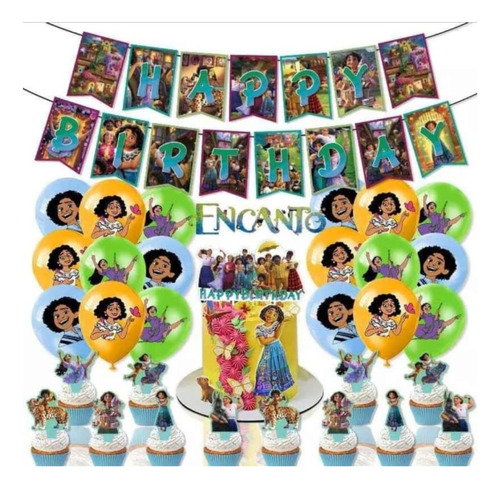 Set Decoración Infantil De Globos Y Banderín Cumpleaños 
