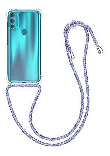 Funda Con Correa Violeta Para Motorola G71 5g Transparente 