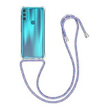 Funda Con Correa Violeta Para Motorola G71 5g Transparente 