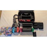 Nintendo Switch Neon Con 4 Joycons + Estuche + 2 Juegos 