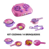 Kit Cozinha Infantil Com 14 Brinquedos Fogão Panelinhas