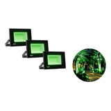 Kit 3 Holofote Refletor 20w Verde Led Jardim Gramado Árvore