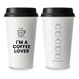 Vaso Café Diseño Coffee Lover 350cc - 12oz + Tapa /100 Unid