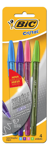 Caneta Esferográfica Cristal Fashion Ultra Fina 0.7mm Bic