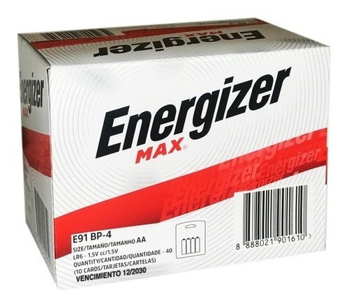 Pila Energizer Aa Alcalinas Por Caja 40 Unidades E-91