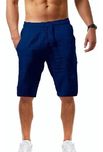 Short Pantalón De Algodón Y Lino Para Hombre, Playa, Yoga