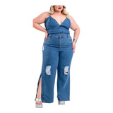 Calça E Cropped Jeans Conjunto Plus Size