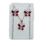 Collar De Mariposa Roja De Plata 925 +aretes  Mar6