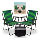 Caixa Termica Preta Cooler 12l Com Alça+ 2 Cadeiras De Praia