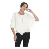 Blusa De Vestir Con Escote Redondo Y Capa Vertiche