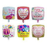 Pack 24 Globos Cuadrados Feliz Día Mamá Madre Con Varillas