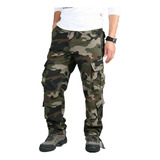 Pantalon Hombre Cargo Táctico Camuflaje Multibolsillos