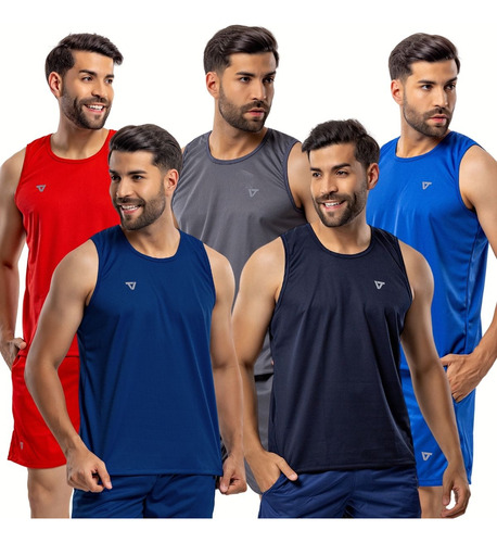 Kit 5 Regatas Camisa Dry Fit Blusinha Básica Lisa Masculina