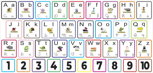 Papel Parede Adesivo Alfabeto Números Letras Cursivas Bastão
