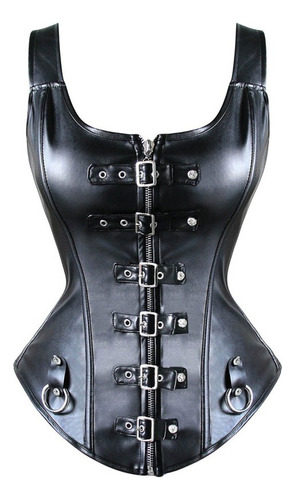 Nuevo Corset De Cuero Dama Negro Gotico Steam Punk Moda