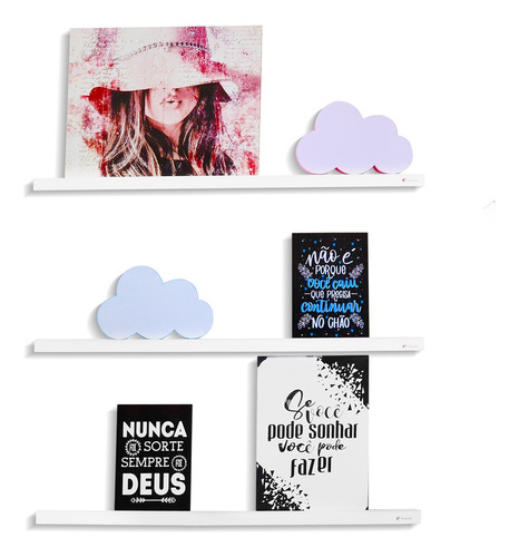 Porta Quadros Prateleira Nicho Branco - 4 Peças