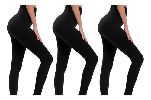 Paquete 3  Mallas/leggins Térmicos Con Faja Unitalla Negros