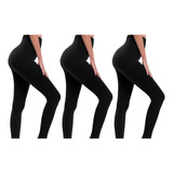 Paquete 3  Mallas/leggins Térmicos Con Faja Unitalla Negros