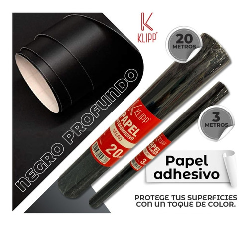 Papel Tapiz O Vinilo Adhesivo  Negro Rollo 20 Mts