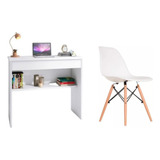 Kit Cadeira Eames + Escrivaninha Home Office P/ Trabalho