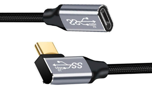 Cabo Extensor Usb-c Para Usb-c 90 Graus 1 Metro 100w 10gbps 