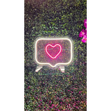 Painel Neon Led Like Instagram Curtir Branco E Rosa 30cm