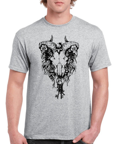 Playera Calavera Gothic Satanic Aesthetic Bull Ink Art M1391