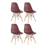 4 Cadeiras Charles Eames Eiffel Dsw Wood Marrom