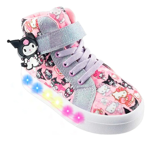 Tenis Niña Hello Kity Kuromi Bota Moderna Luces Leds 2026-lk