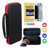 Case Capa Nintendo Switch Oled + Pelicula Vidro + 4 Grip