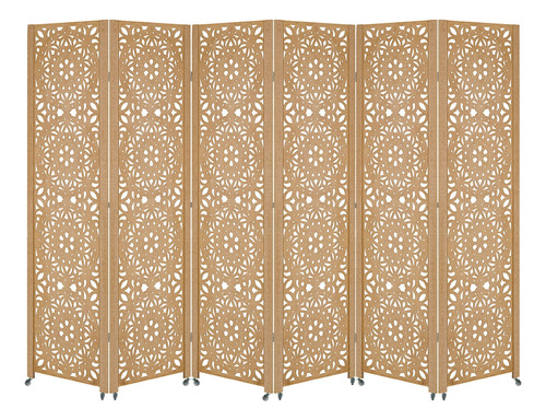 6 Biombo Mandala Painel Sanfonado Mdf Divisor Com Rodinha